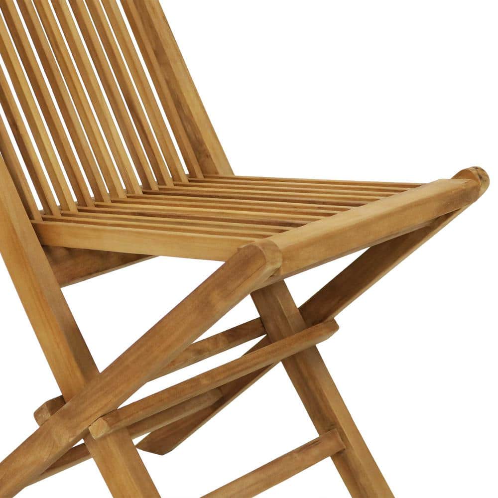 Hyannis Light Brown Solid Teak Wood Outdoor Folding Chair