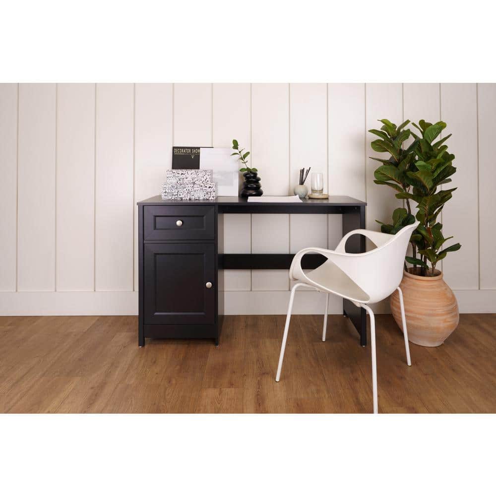 Bertolini Oasis 48 in. Rectangular Black Wood 1Drawer Computer Desk