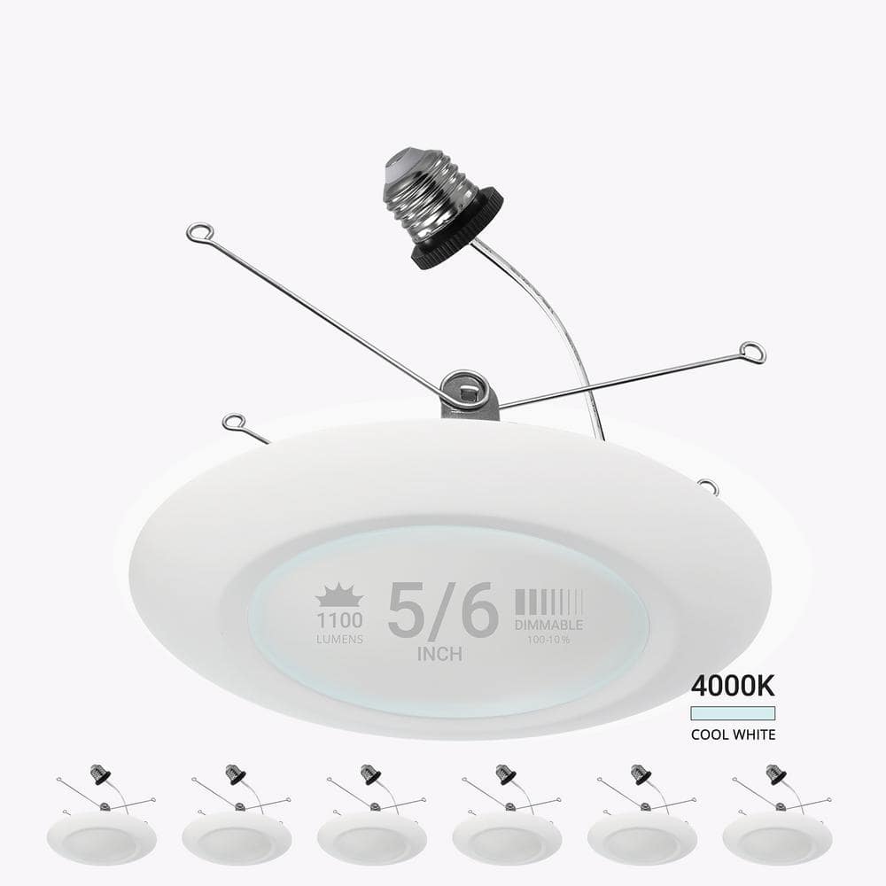 5/6 in. 4000K Cool White Remodel 15-Watt Retrofit Disk Light E26 Base Integrated LED Recessed Lighting Kit (6-Pack) price history on PriceWatchPro