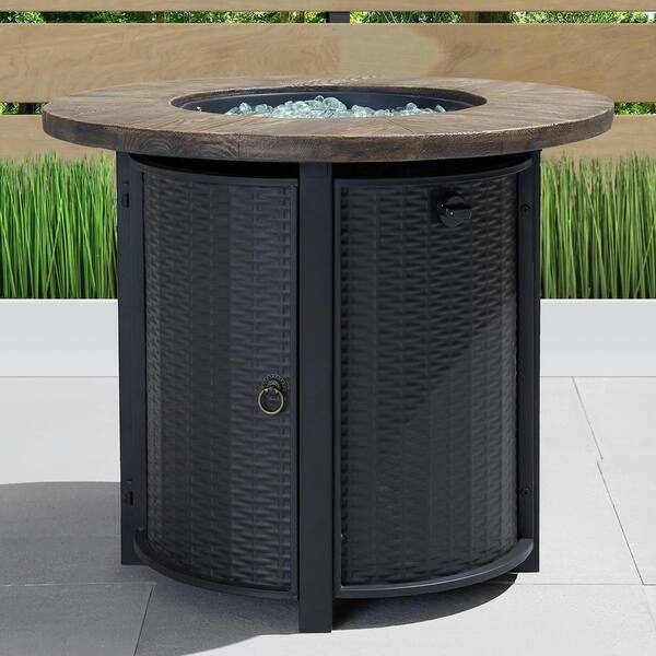 Sego Lily Logan 30 In X 25 Round, Black Round Gas Fire Pit Table