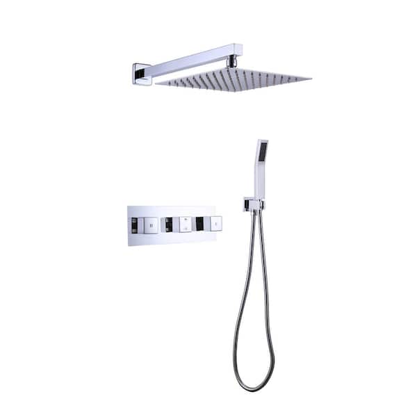 WELLFOR 2-Spray Patterns with 2 GPM 12 in. Tub Wall Mount Dual Shower Heads in Chrome