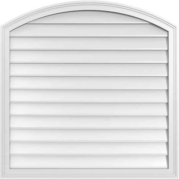 Ekena Millwork 38" x 38" Arch Top Surface Mount PVC Gable Vent: Functional with Brickmould Frame
