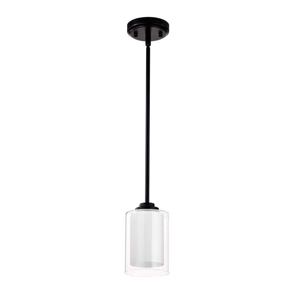 1-Light Matte Black Mini Hanging Pendant Light Fixture with Clear Glass and White Glass Dual Shades for Kitchen Island price history on PriceWatchPro