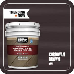 5 gal. #ST-104 Cordovan Brown Semi-Transparent Waterproofing Exterior Wood Stain and Sealer