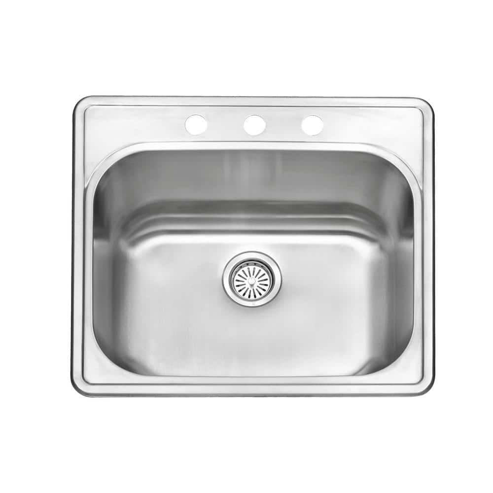 25" x 22" Stainless Steel Single Bowl Kitchen Sink with Accessories