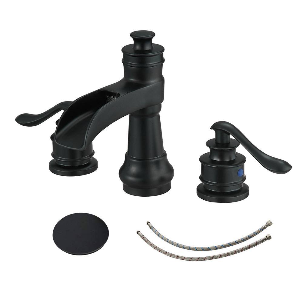 Waterfall 8 in. Widespread 2-Handle Bathroom Faucet With Pop-up Drain Assem