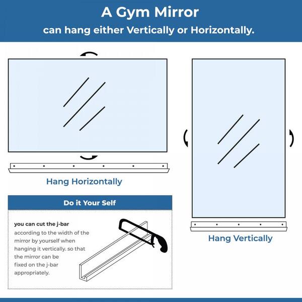 Mirror Hd Tempered Wall Kit, Average Size Of Gym Mirror