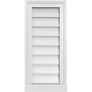 12 in. x 26 in. Vertical Surface Mount PVC Gable Vent: Decorative with Brickmould Sill Frame