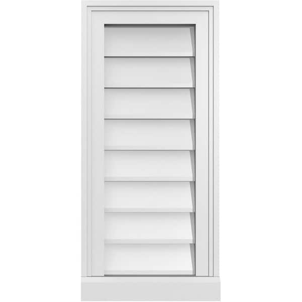 Ekena Millwork 12 in. x 26 in. Vertical Surface Mount PVC Gable Vent: Decorative with Brickmould Sill Frame