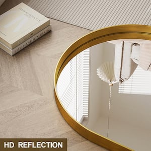 26 in. W x 38 in. H Arched Gold Aluminum Alloy Deep Framed Wall Mirror
