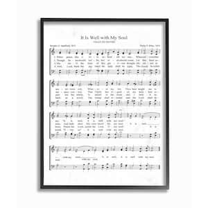 "It is Well With My Soul Vintage Sheet Music" by Lettered and Lined Wood Framed Abstract Wall Art 20 in. x 16 in.