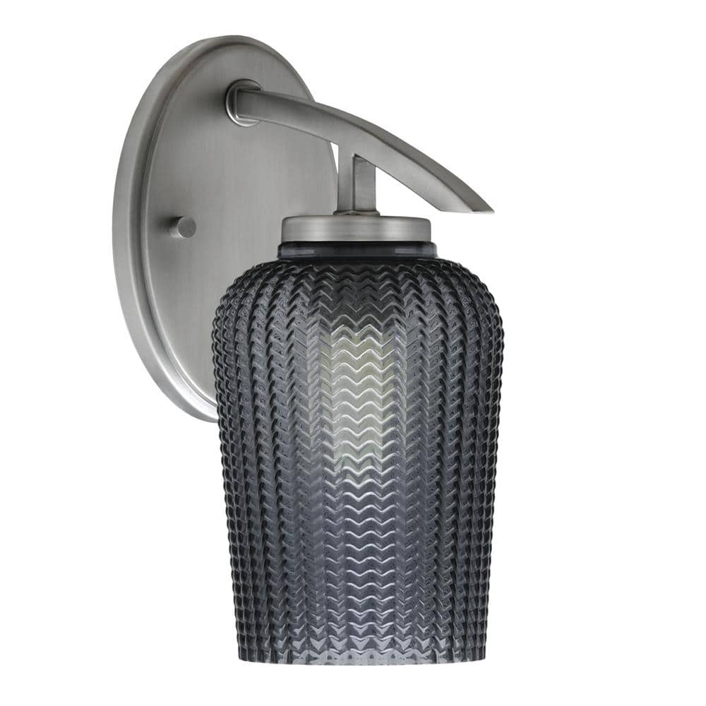 Siena 1-Light Graphite Downlight Wall Sconce with Smoke Textured Glass ...