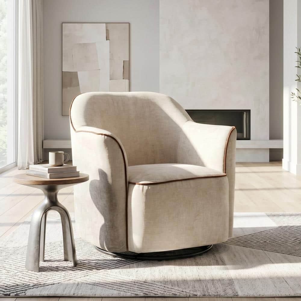 Beige 360° Swivel Chenille Upholstered Barrel Chair with Flared Arms price history on PriceWatchPro