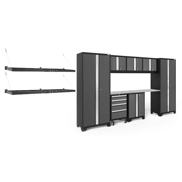NewAge Products Bold Series 132 in. W x 76.75 in. H x 18 in. D 24-Gauge Steel Garage Cabinet Set in Gray (8-Piece)