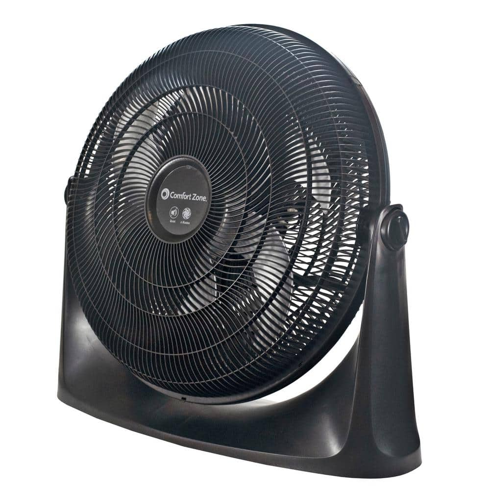 Comfort Zone 20” PowrCurve Wall-Mountable High Velocity 3-Speed Floor Fan with 180-Degree Adjustable Tilt  Black