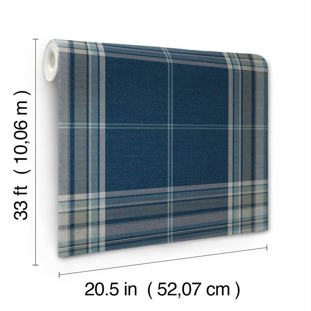 Westley Navy and Light Grey Plaid Non-Woven Wallpaper