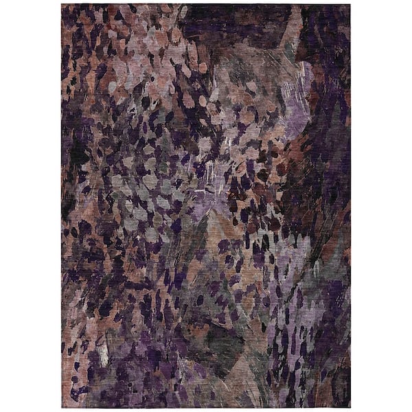 Chantille Machine Washable Indoor/Outdoor Abstract ACN2737 Plum 5 ft. x 7 ft. 6 in. Area Rug