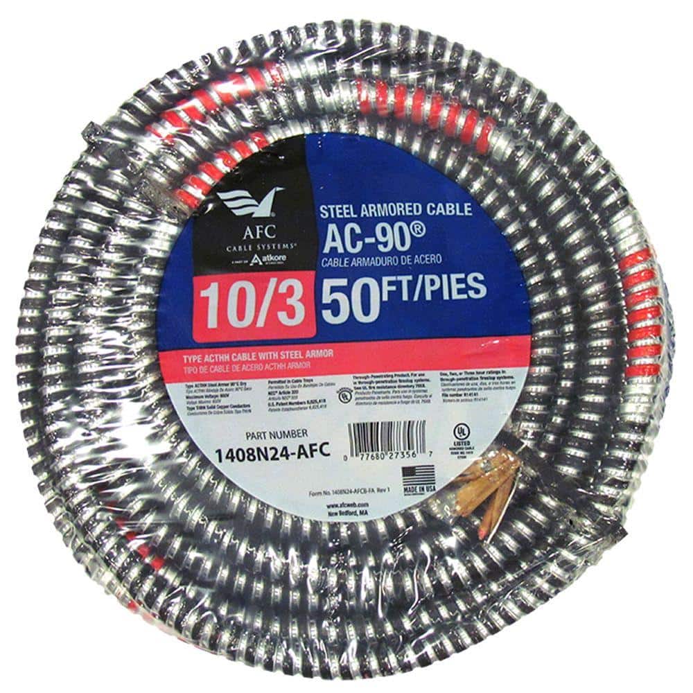 Copper Electrical wire METAL CLAD MC 10/3 with Ground 50 ft 