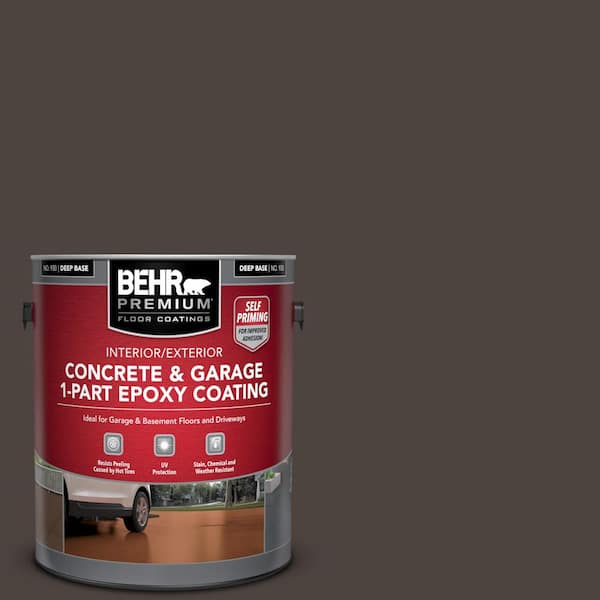 BEHR PREMIUM 1 gal. #PPU5-01 Espresso Beans Self-Priming 1-Part Epoxy Satin Interior/Exterior Concrete and Garage Floor Paint