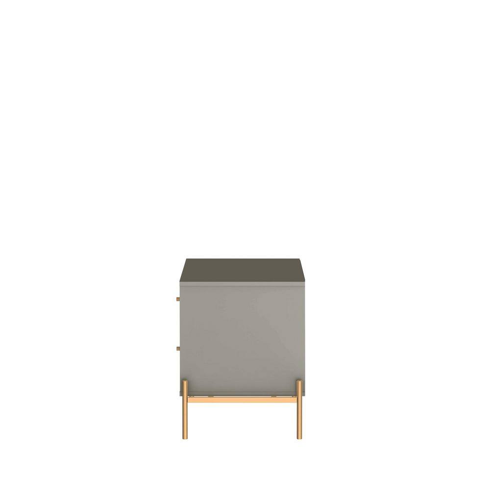 Jasper Grey 2-Drawer Nightstand with Gold Accents