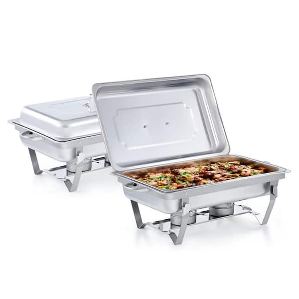 Merra 9.5 qt. Silver Stainless Steel Chafing Dish Buffet Set with