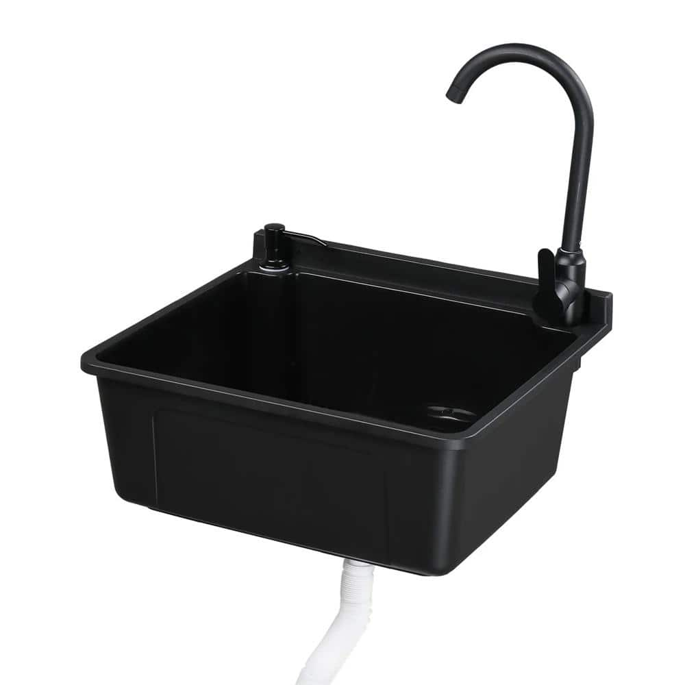 Karl home 17.5 in. D x 20.3 in. W Wall Mount Laundry/Utility Sink in Black  with Faucet K1G47000897 - The Home Depot