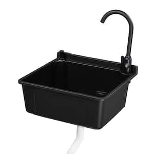 17.5 in. D x 20.3 in. W Wall Mount Laundry/Utility Sink in Black with Faucet