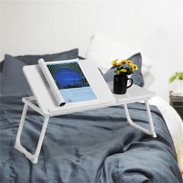 Seafuloy 25.5 in. White Foldable Laptop PC Lapdesk/Support Table/Mobile Portable Folding Desk