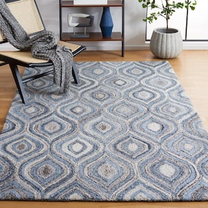 Abstract Gray/Blue 4 ft. x 6 ft. Concentric Trellis Area Rug