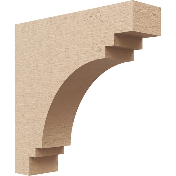 Ekena Millwork 3 in. x 12 in. x 12 in. Series 1 Thin Pescadero Rough Cedar Woodgrain Timberthane Polyurethane Corbel, Primed Tan