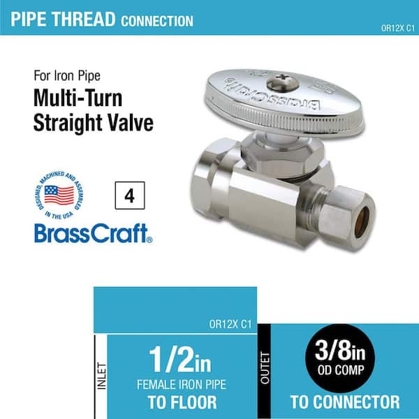 1/2 in. FIP Inlet x 3/8 in. Compression Outlet Multi-Turn Straight Valve