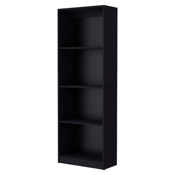 24.70 in. W x 11.70 in. D x 71.10 in. H Black Wood Freestanding Linen Cabinet with 4 Shelves in Black