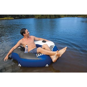 River Run Inflatable Lounge Tube (4-Pack) and Inflatable Cooler Float (2-Pack)