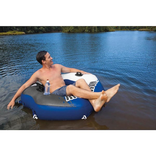 River Run Inflatable Lounge Tube (4-Pack) and Inflatable Cooler Float (2-Pack)