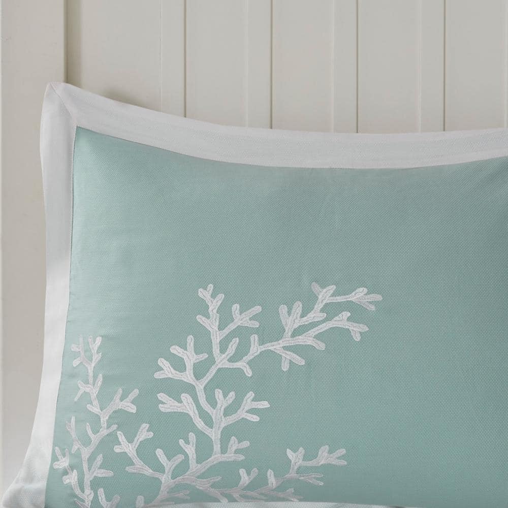 Twin Aqua and White Cotton Nautical Comforter Set