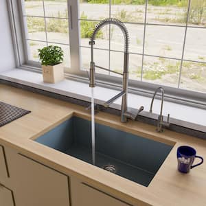 Undermount Granite Composite 33 in. Single Bowl Kitchen Sink in Titanium