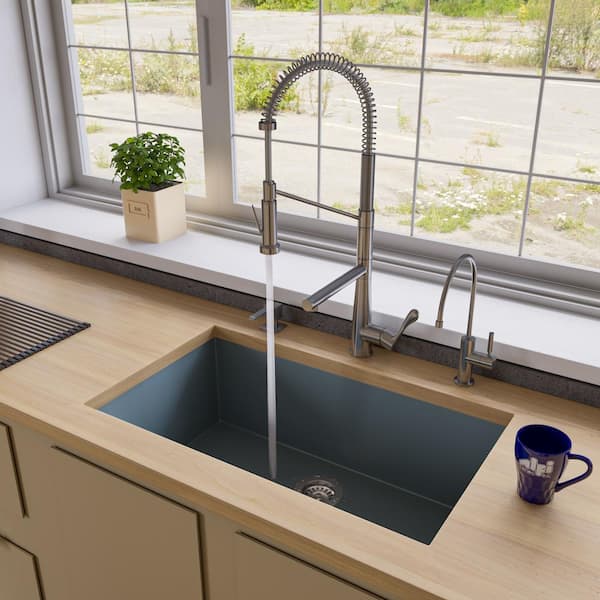 ALFI BRAND Undermount Granite Composite 33 in. Single Bowl Kitchen Sink in Titanium