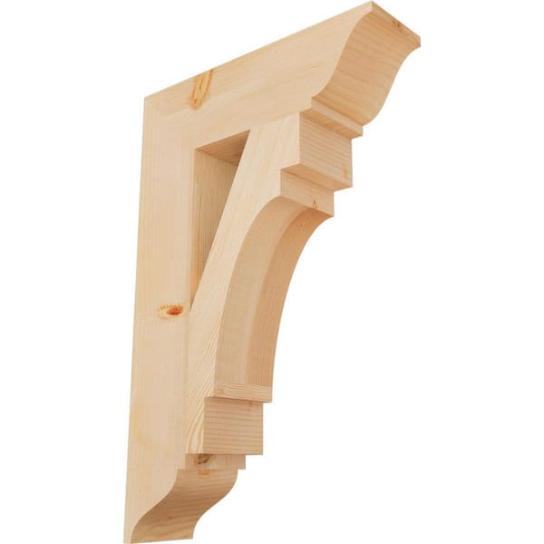 Ekena Millwork 5.5 in. x 34 in. x 22 in. Douglas Fir Merced Traditional Smooth Bracket