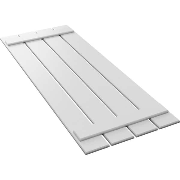 Ekena Millwork 23 in. x 67 in. True Fit PVC Four Board Spaced Board and Batten Shutters Pair in White