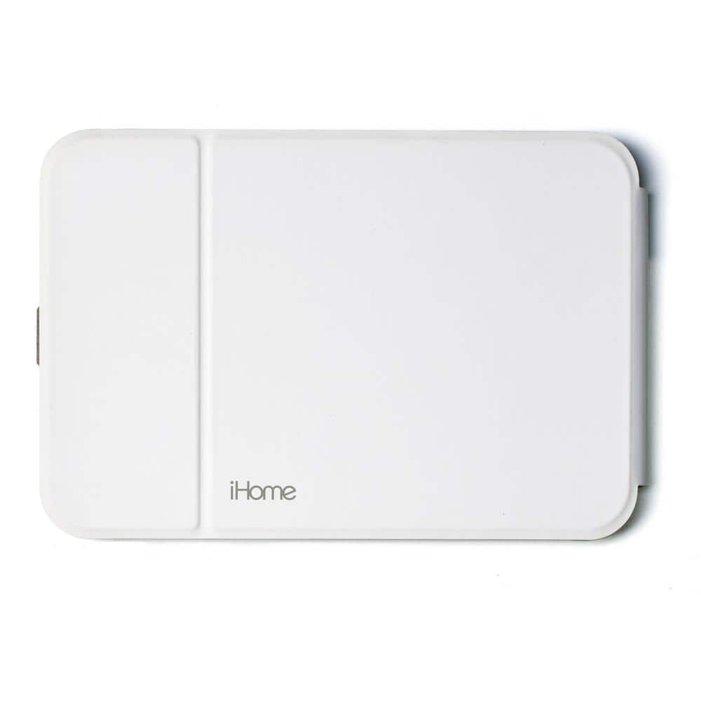 White Shatterproof Travel Mirror with Adjustable Stand and Light