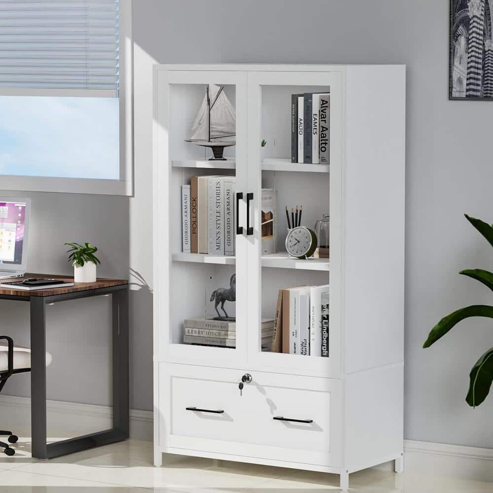 1 Drawer White Engineered Wood 29.53 in. W Lateral File Cabinet