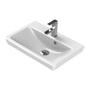 Porto Wall Mounted Bathroom Sink in White
