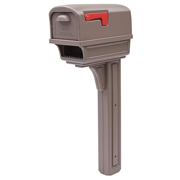 Architectural Mailboxes Gentry Mocha, Medium, Plastic, All-in-One Mailbox and Post Combo
