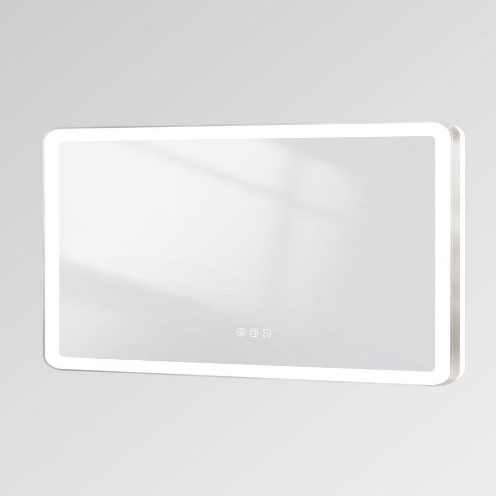 55 in. W x 30 in. H Rectangle Angle Rounded Framed LED Wall Mounted Bathroom Vanity Mirror in Brushed Nickel price history on PriceWatchPro