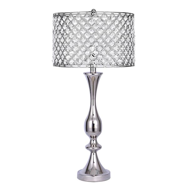 Polished Nickel Table Lamp, Tall Nickel Table Lamp With Black Shade