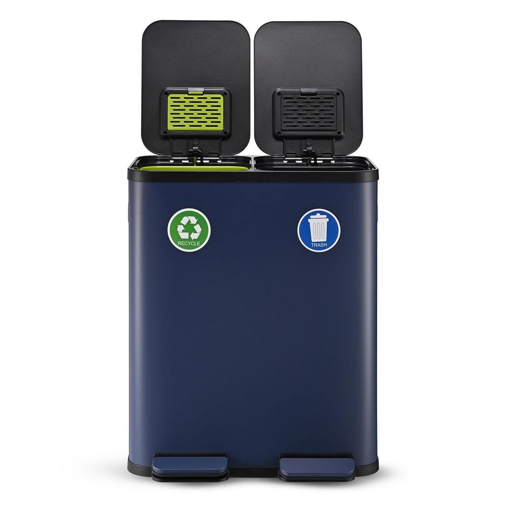 16 Gallon (30L x 30L) Dual Compartment Step Trash Can-Kitchen Garbage Can with Slow-Close Lids, Blue price history on PriceWatchPro