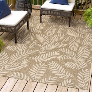 Nevis Palm Frond Brown/Beige 5 ft. x 8 ft. Indoor/Outdoor Area Rug