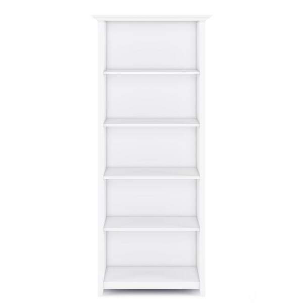White Wood 5 Shelf Standard Bookcase, Home Depot Polar White Bookcase