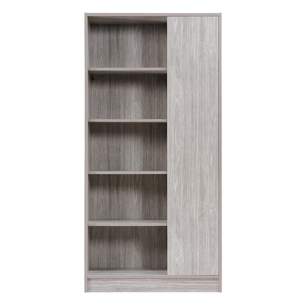Noble House Amelia 64.80 in. Grey Wood 10-Shelf Standard Bookcase