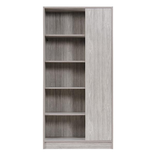 Noble House Amelia 64.80 in. Grey Wood 10-Shelf Standard Bookcase